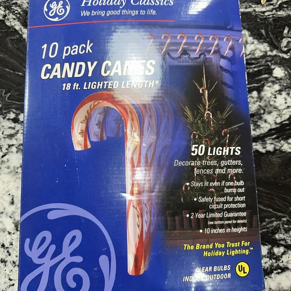 10 Pack Candy Canes 18ft Lighted Length Decoration GE Holiday Classics Vintage
